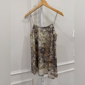 Haute Hippie Metallic Floral Mini Dress